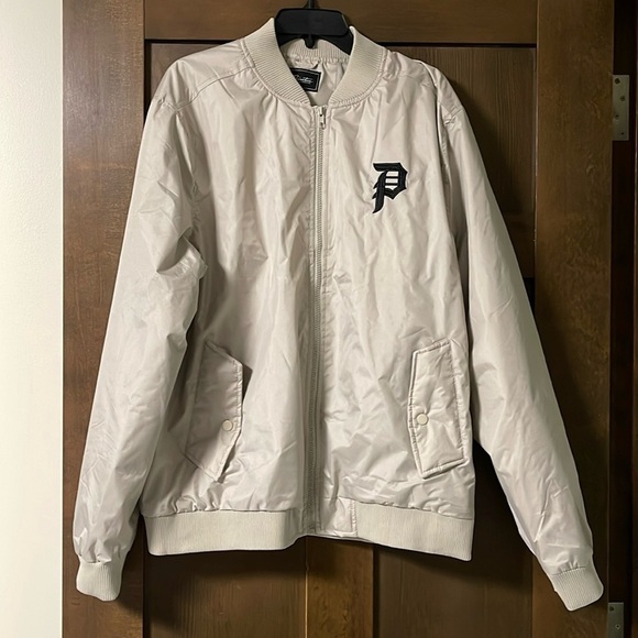 Primitive Skateboarding Cream NWOT Bomber Zip Up Jacket Size Large - Picture 1 of 7